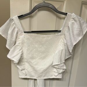 SHEIN White Ruffled Cropped Blouse
